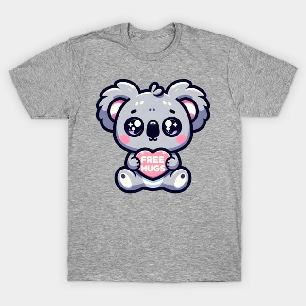 Cute kwaii koala gives free hugs - Valentine's day T-Shirt by Ingridpd